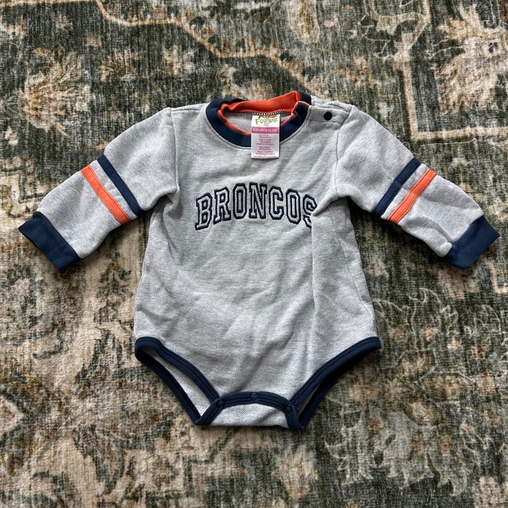 Denver Broncos NFL Play Football Baby Bodysuit Grey Navy Orange 12 Months